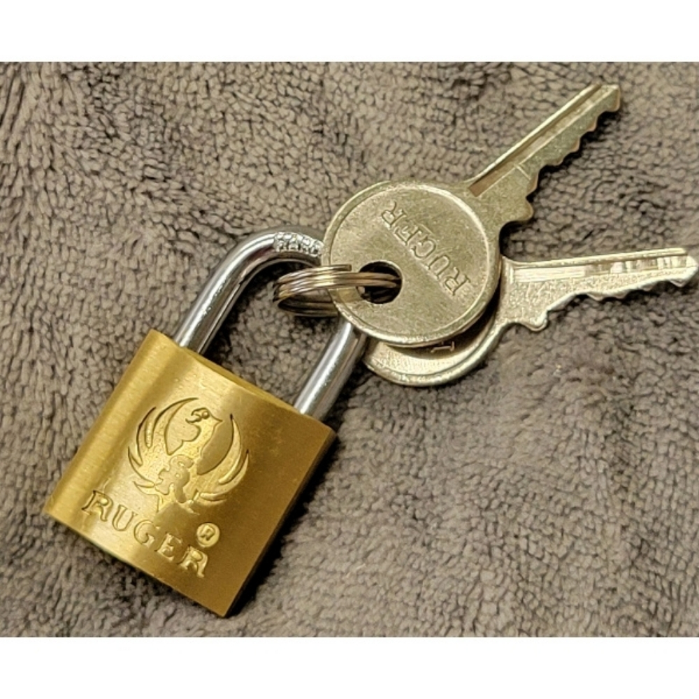 Ruger Brass Gun Lock Mini Lock Padlock w/ 2 Keys OEM Brand NEW Original